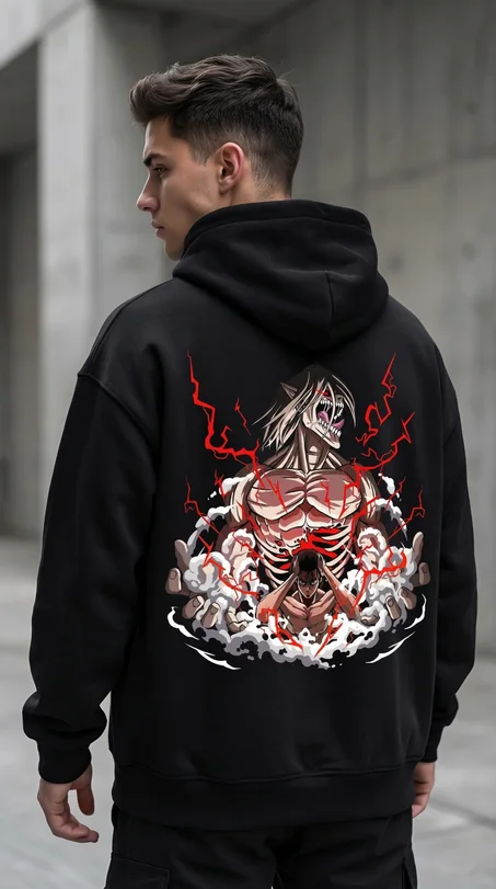 🔥 “Eren Yeager – Rage Within” Oversize Hoodie