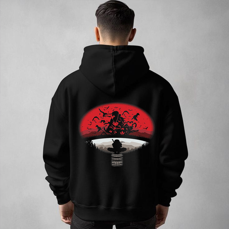 🔥 “Uchiha Legacy” Oversize Hoodie – Red Moon Edition