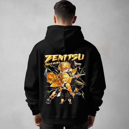 ⚡ Zenitsu Agatsuma Oversize Hoodie – Thunder Breathing Style