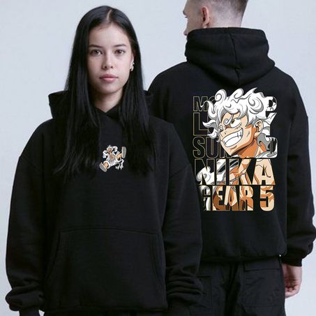 ☀️ Luffy Gear 5 Oversize Hoodie – Sun God Nika Edition
