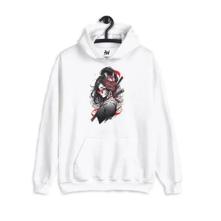 japanese girl with katana and mask cat Hoodie – Premium Streetwear Fit