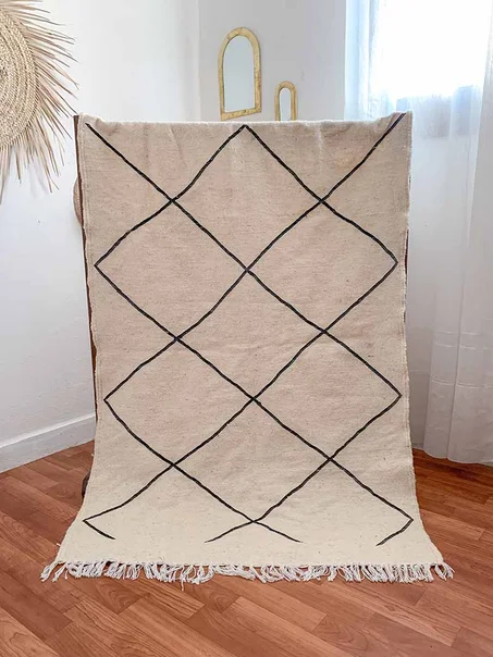 Tapis Marocain Kilim Hanbal Marocain '' ITRI ''( 150 x 100 cm)