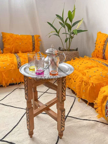 Table marocaine Pliable en laiton et bois