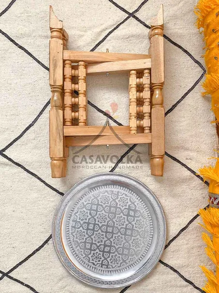 Table marocaine Pliable en laiton et bois Musharabi