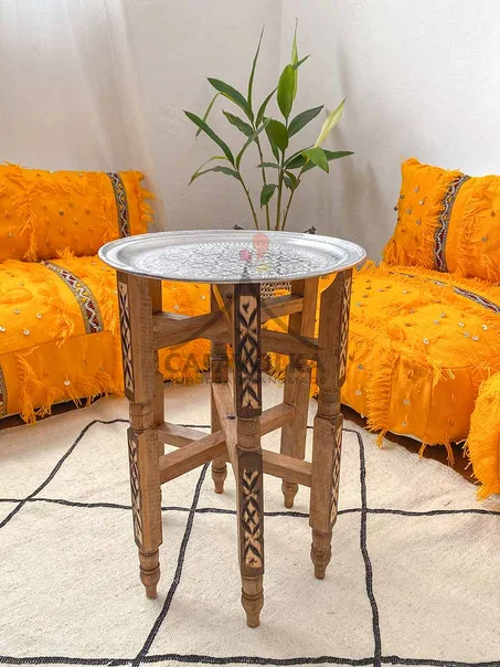 Table marocaine Pliable en laiton et bois