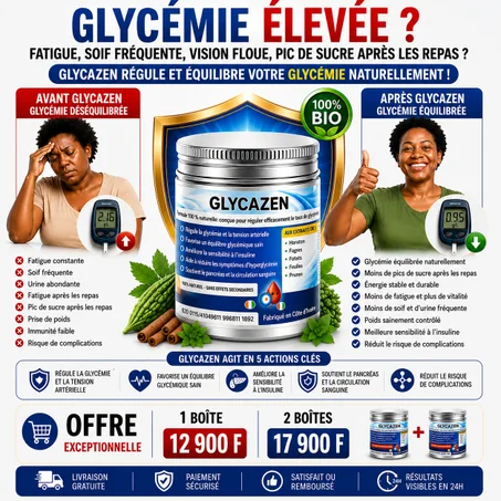 GLYCAZEN : Détoxifiez votre corps et stabilisez durablement votre glycémie et votre tension artérielle en 3 jours seulement, en toute sécurité