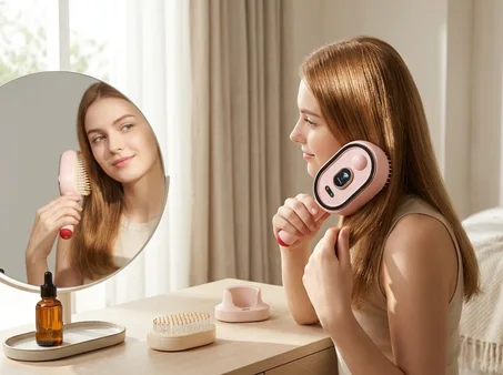 مشط ومدلك فروة الرأس الكهربائي لتوزيع الزيوت والسيروم