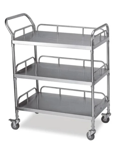 Guéridon en inox 3 plateaux