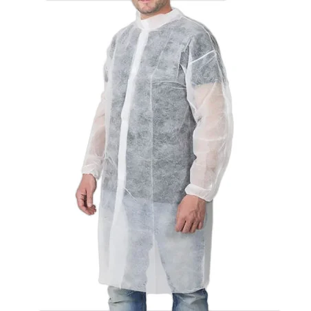 Blouse Jetable en Polypropylène Blanche_60DH/Sachet de 10 pièces