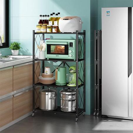 Étagère de Rangement Pliable à 4 Niveaux en Métal