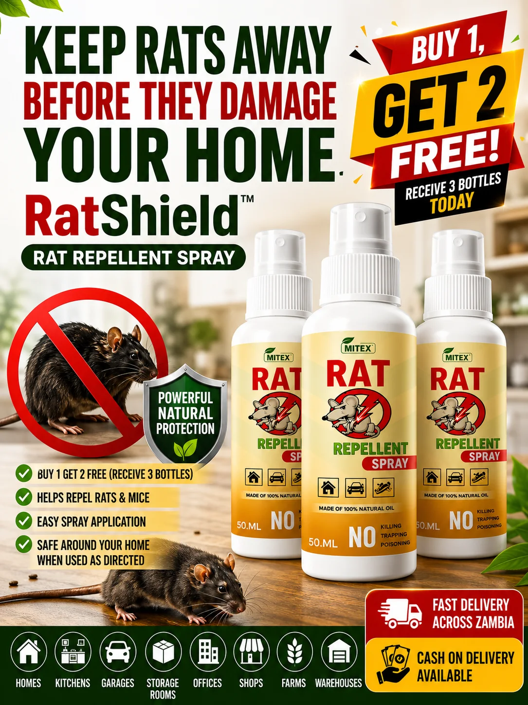 RatShield™ Rat Repellent Spray – BUY 1, GET 2 FREE!