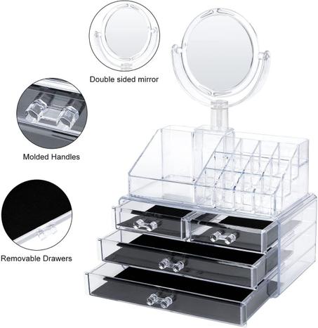 منظم للمكياج  وأدوات التجميل مع مرآة