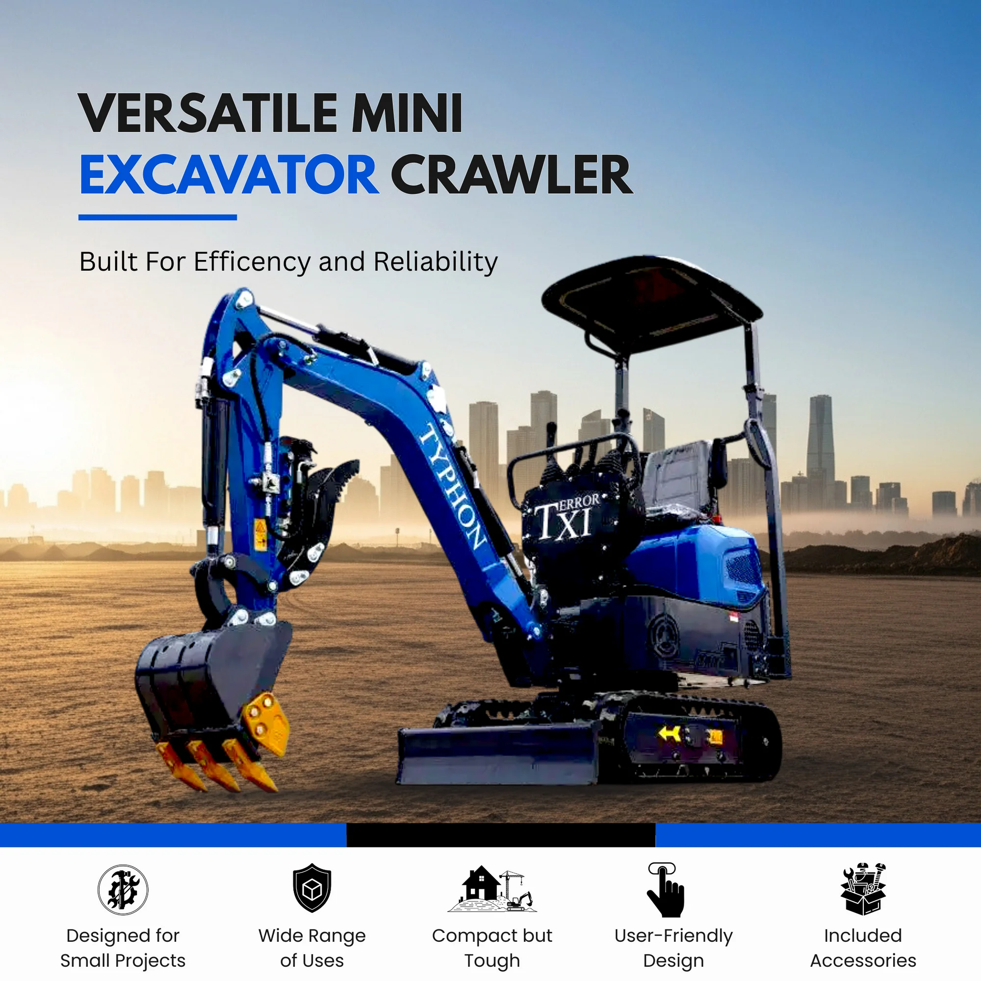 TYPHON TERROR XI STORM Mini Excavator – 1.1 Ton Trench Digger