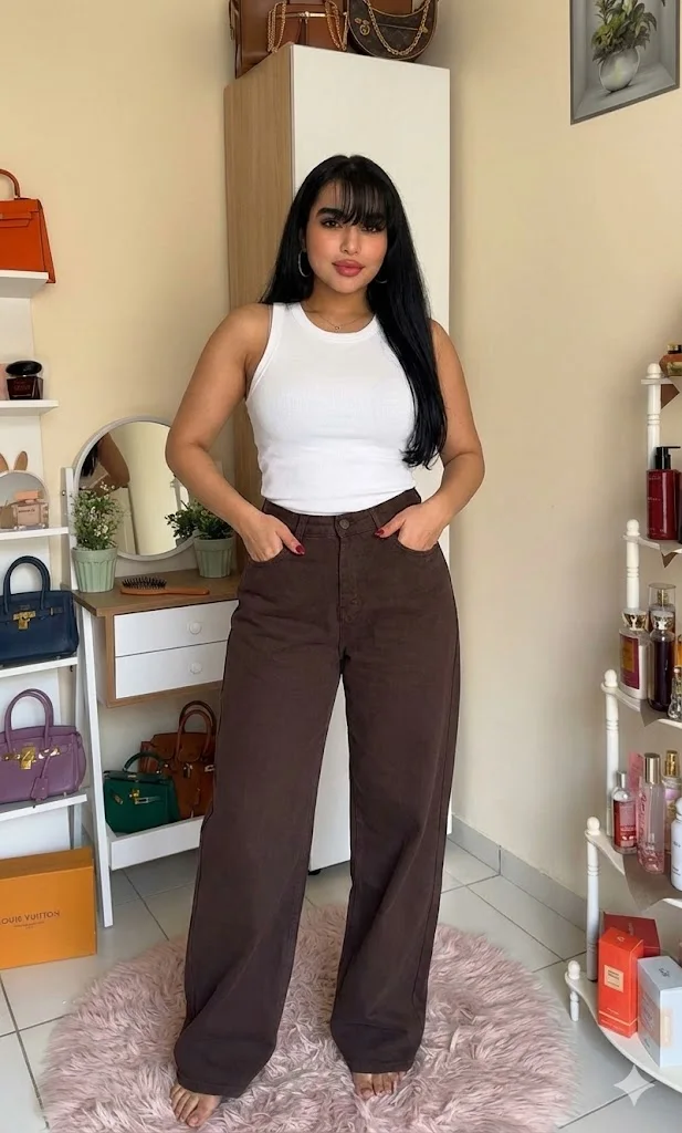 Brown wide-leg jean