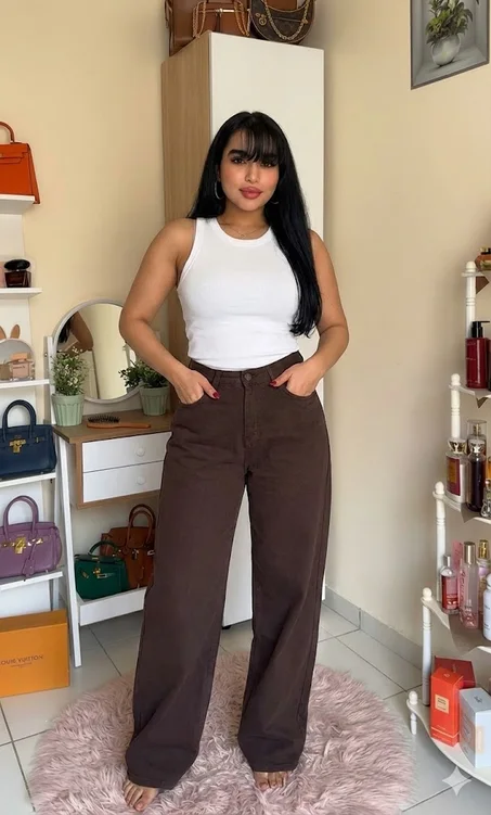 Brown wide-leg jean