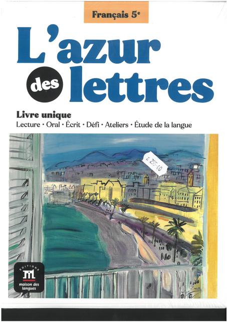 L'AZUR DES LETTRES 5 LIVRE+EXERCICE