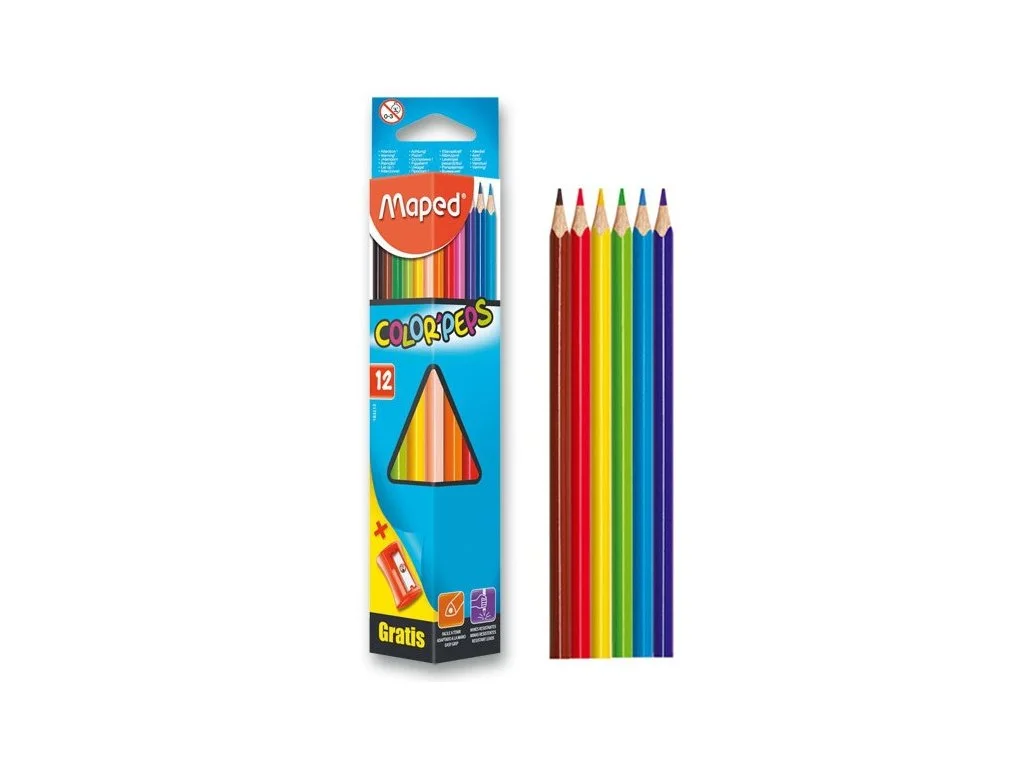 CRAYONS COLOR'PEPS X12 + TC GRATIS BTE CARTON - MAPED - Vue 3