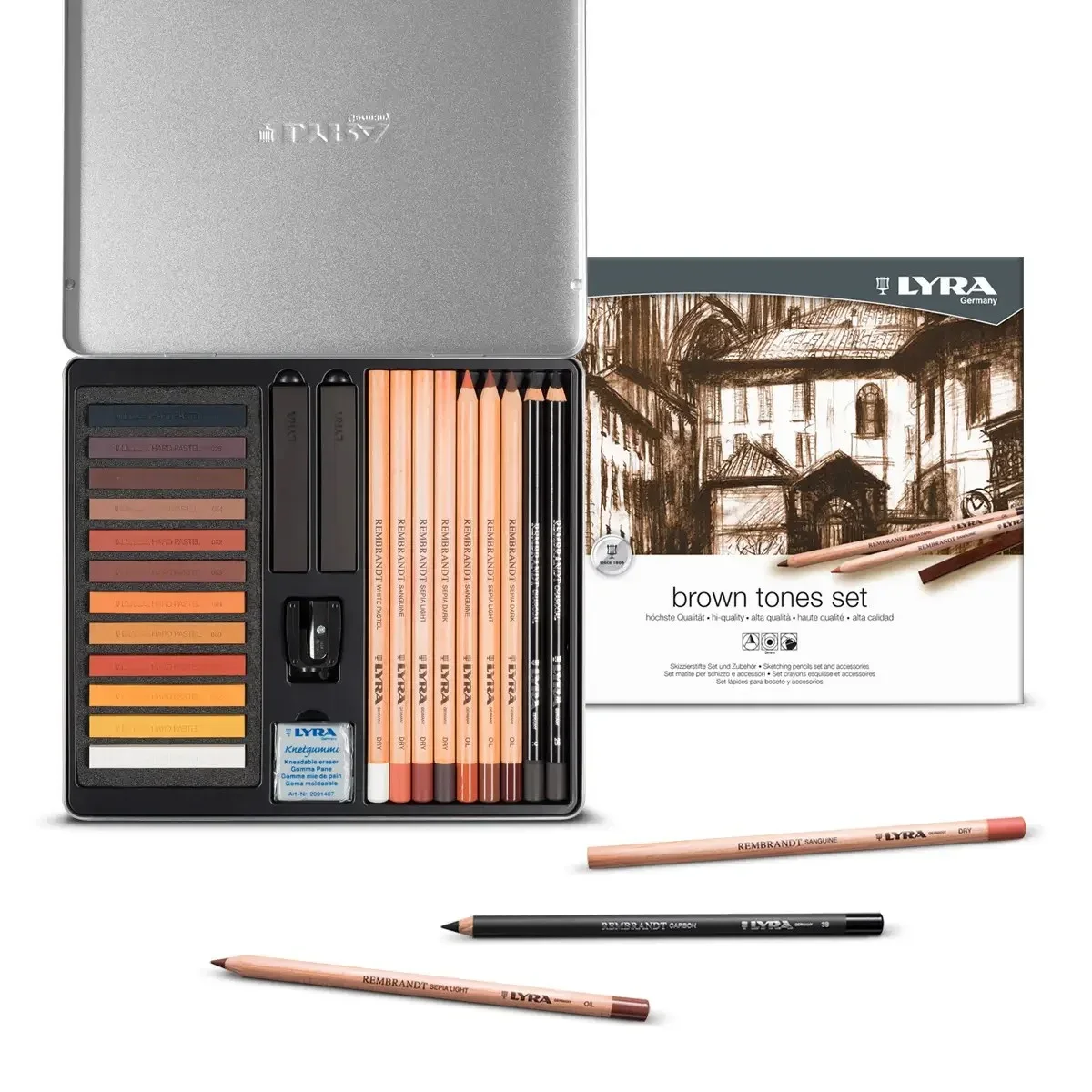 SET DESSIN TONS MARRONS BTE METAL DE 25 PIECES