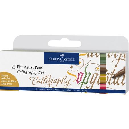 PITT ARTIST PEN CALLIGRAPHY 4 PEN iNDIA NK4 - COULEUR  -FABER CASTELL
