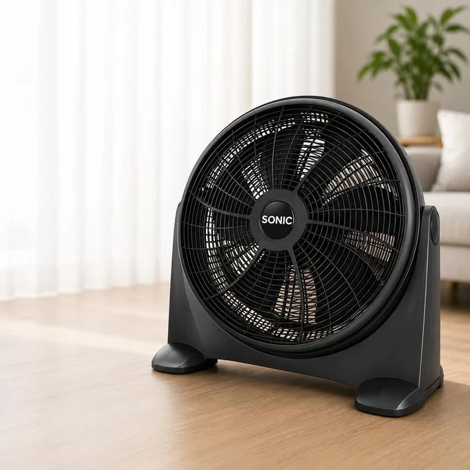 Sonic Ventilateur de Sol 20 Pouces 3 Vitesses, 5 Pales et Moteur Haute Performance, VTF-2001SC