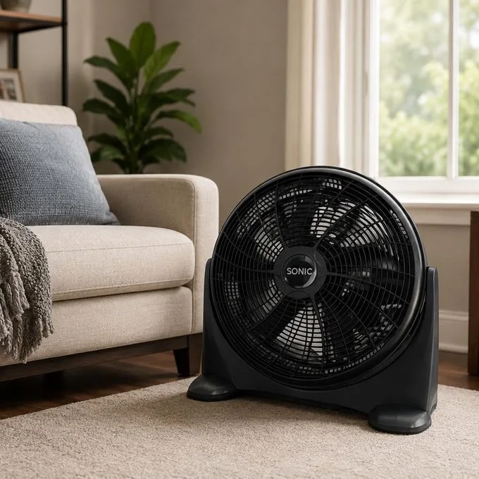 Sonic Ventilateur de Sol 20 Pouces 3 Vitesses, 5 Pales et Moteur Haute Performance, VTF-2001SC