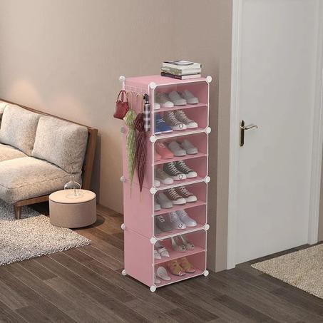 رفوف أحذية بلاستيك 8 طبقات + 4 أبواب