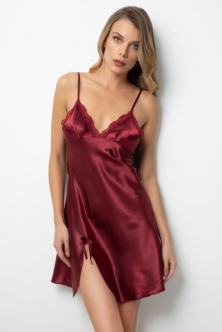 Miorre Chemise de nuit en satin fendu avec dentelle 001-018052