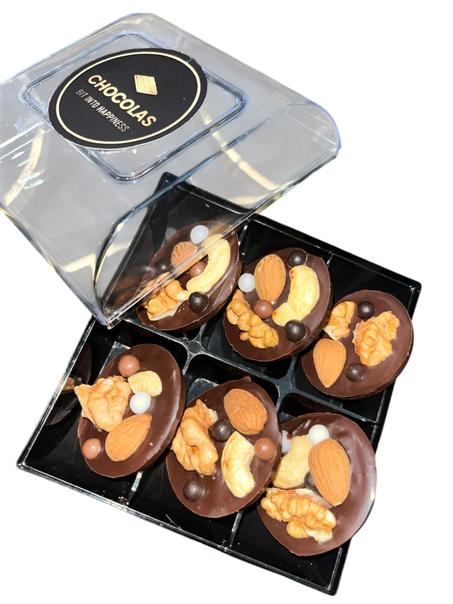 Disques de Chocolat Garnis aux Fruits Secs -6 pièces 30DH