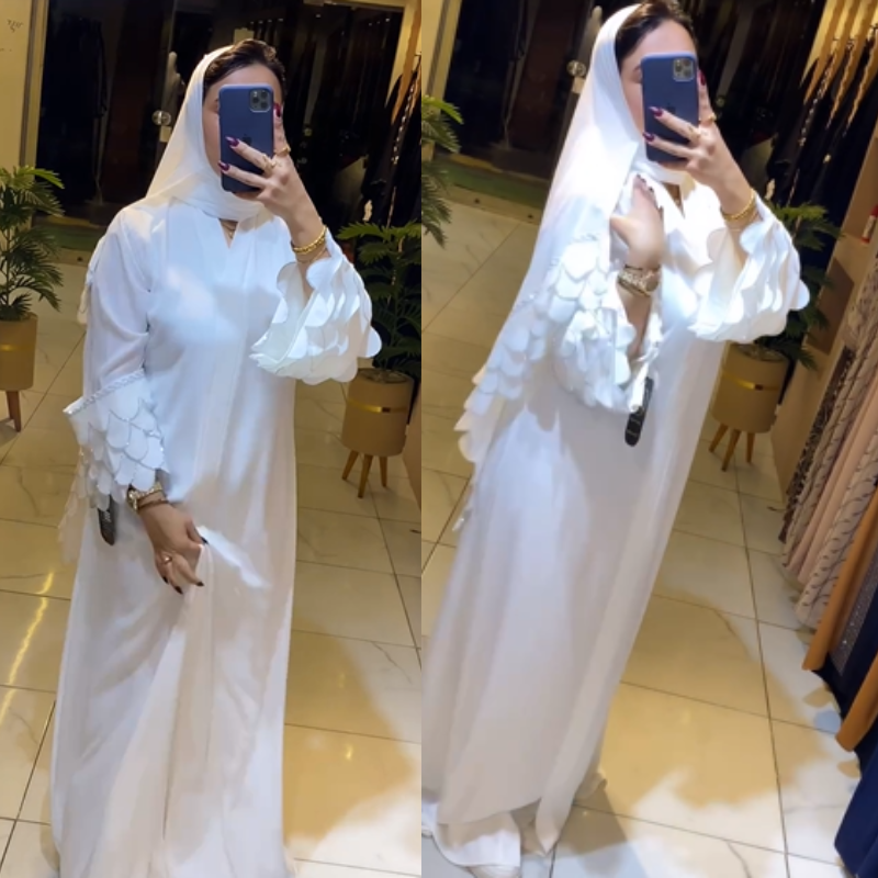 🕋Abaya Égyptienne Blanche – Spéciale Omrah & Hadj