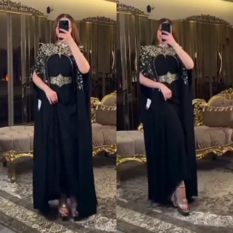 🖤 Abaya Égyptienne Royale perlée – Élégance Signature & Luxe Deux Pièces 🇪🇬
