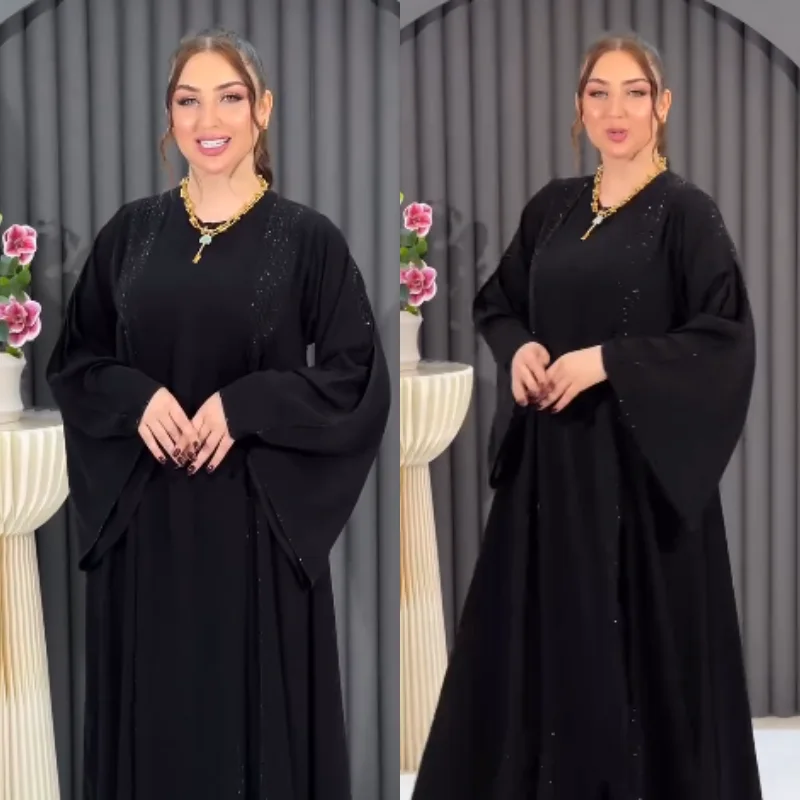 🖤 Abaya Égyptienne Royale cloche aux Cristaux – Élégance Orientale 👑