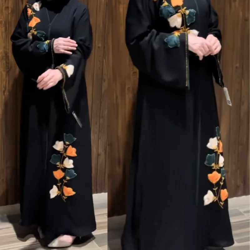✨Abaya Égyptienne L’Élégance Florale — Abaya Brodé Main✨