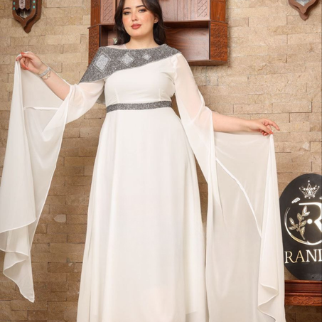 ✨ Robe Égyptienne 🇪🇬 Élégante en Chiffon – Disponible en Blanc & Noir ✨