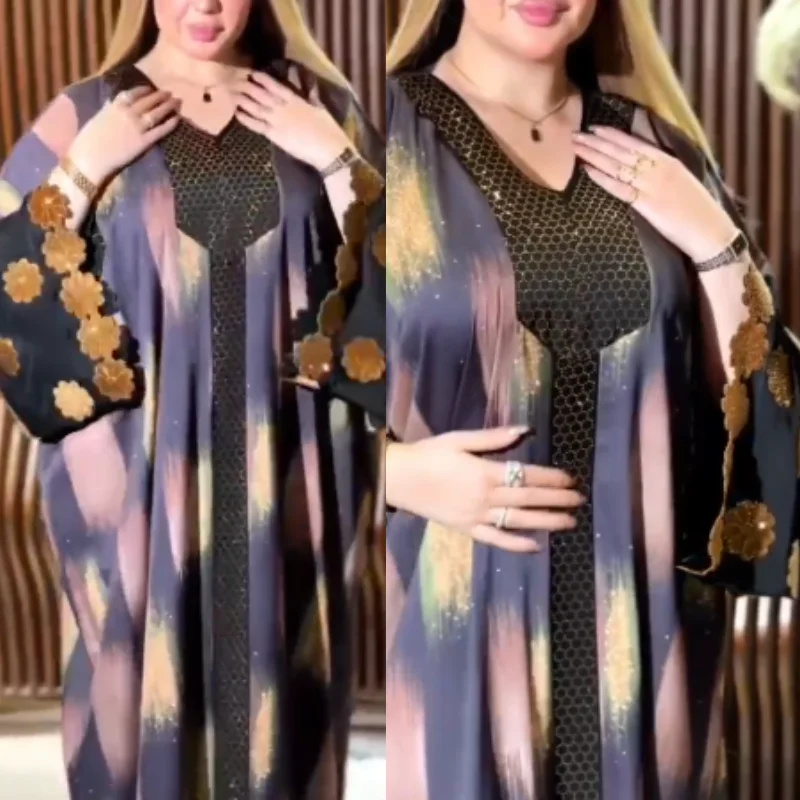 ✨ Gandoura Égyptienne Oversize Noir & Doré – Élégance Royale à Manches Larges ✨