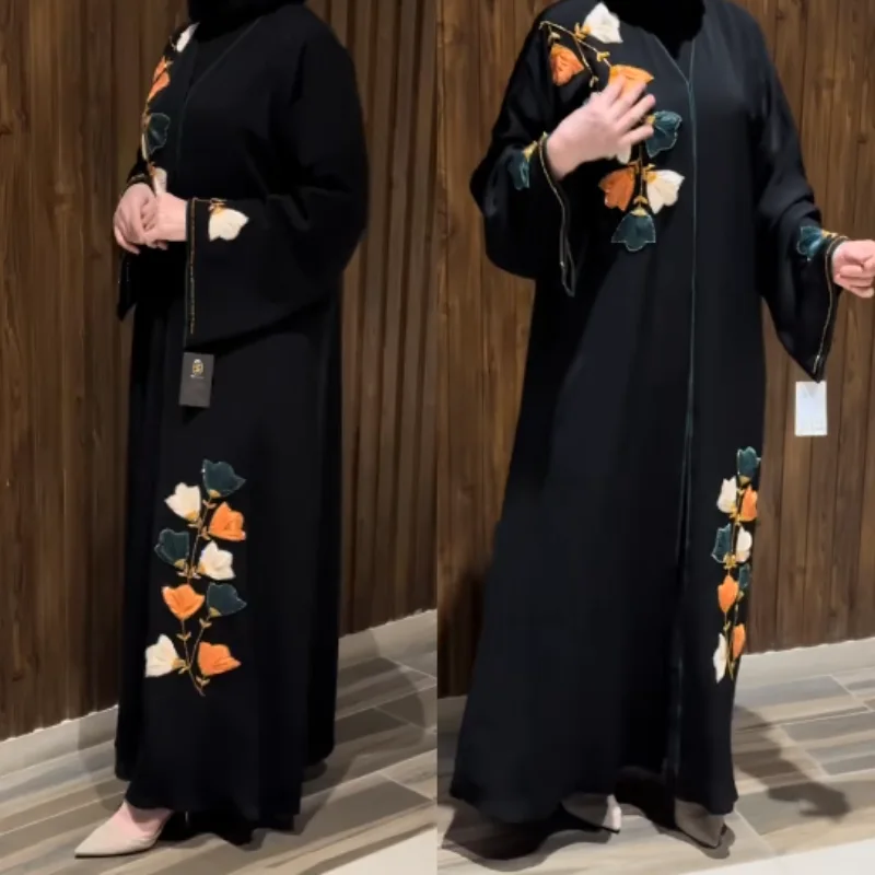 ✨Abaya Égyptienne L’Élégance Florale — Abaya Brodé Main✨