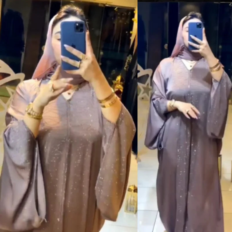 ✨ Abaya Égyptienne Pailletée – Élégance Douce & Brillance Subtile ✨