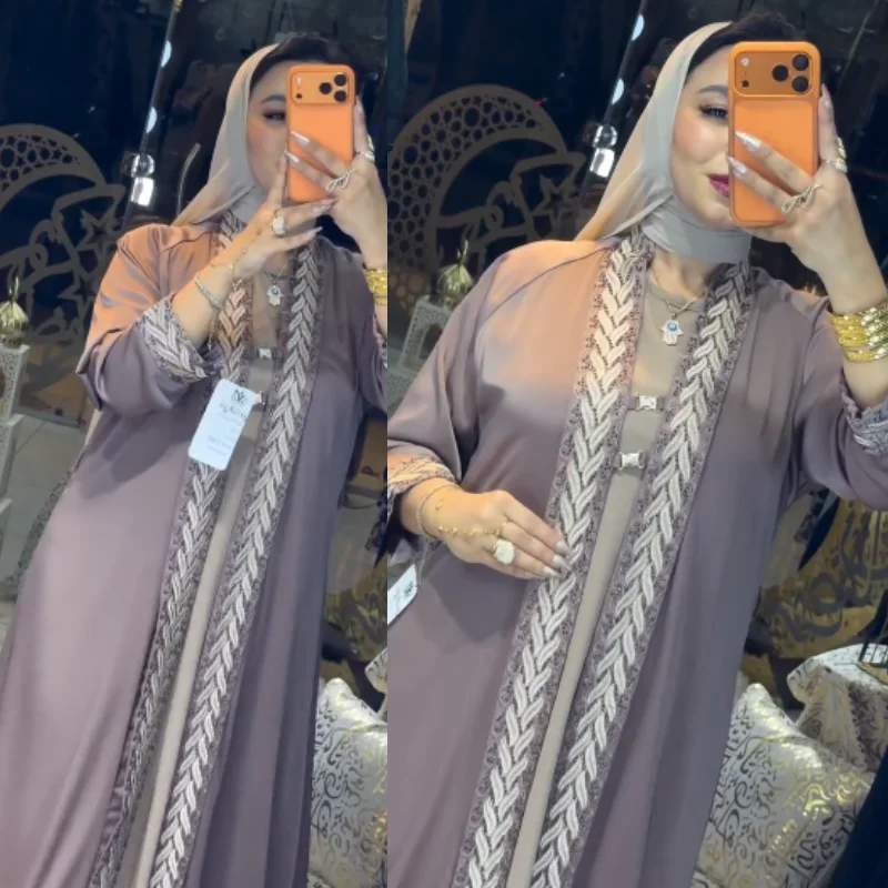 ✨ Abaya Signature Égyptienne de 2 pièces en Soie Satinée ✨