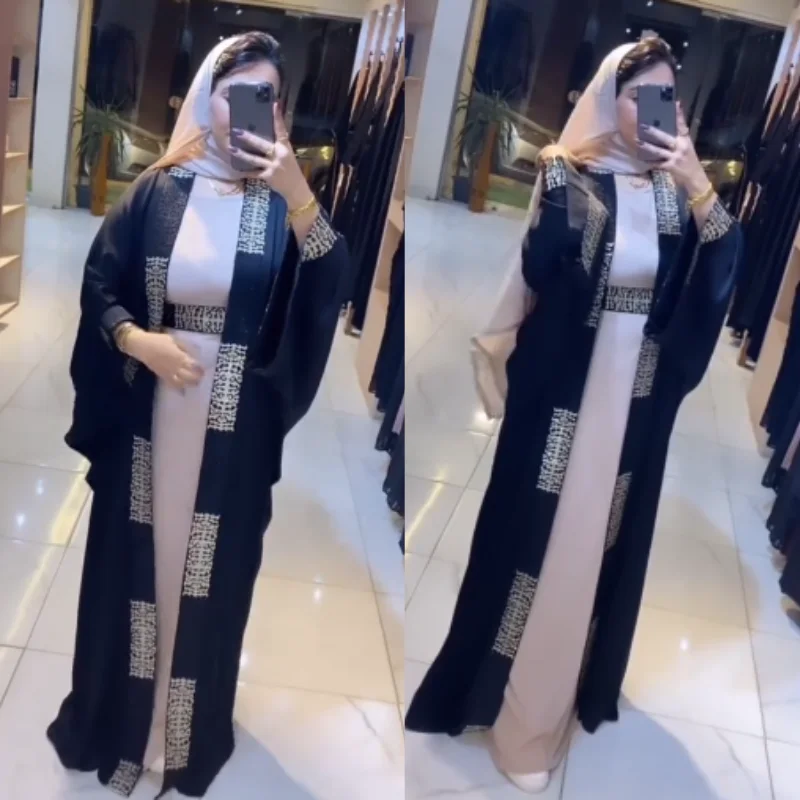 Abaya Égyptienne raffinée 2 Pièces en Soie Premium et strass Qualité exceptionnelle