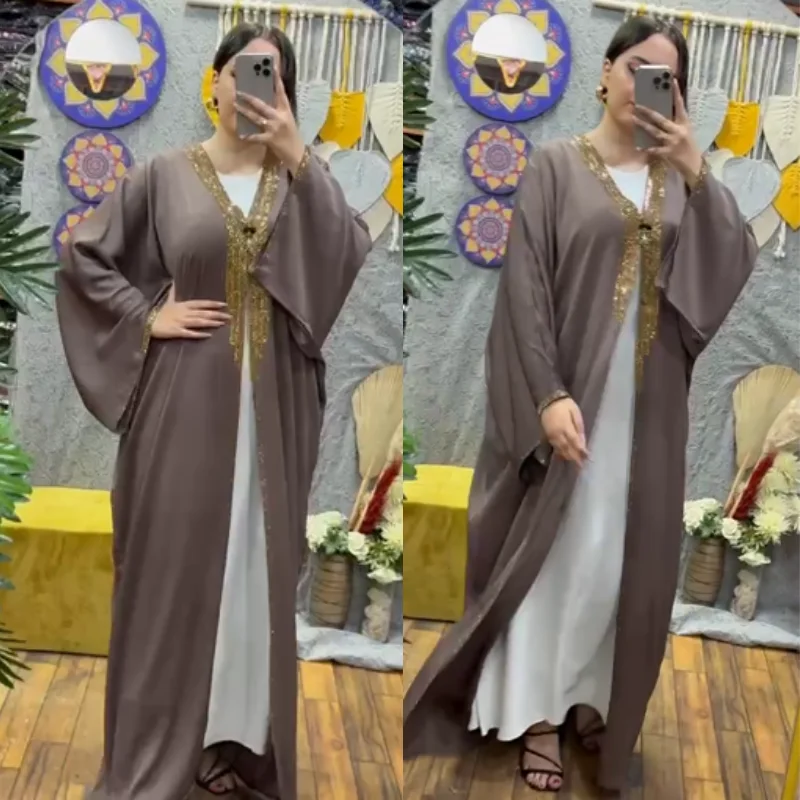Abaya Égyptienne Deux Pièces – Design Moderne & Éclat Royal 👑