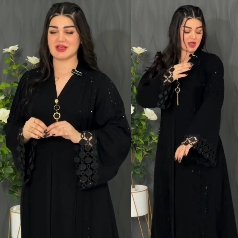 🌟 Abaya Égyptienne Noire Élégance Intemporelle 🌟