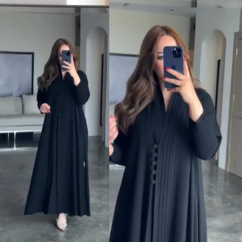 🖤 Abaya Égyptienne Noire Style Khaleeji – & Coupe Cloche Majestueuse & Premium 🖤