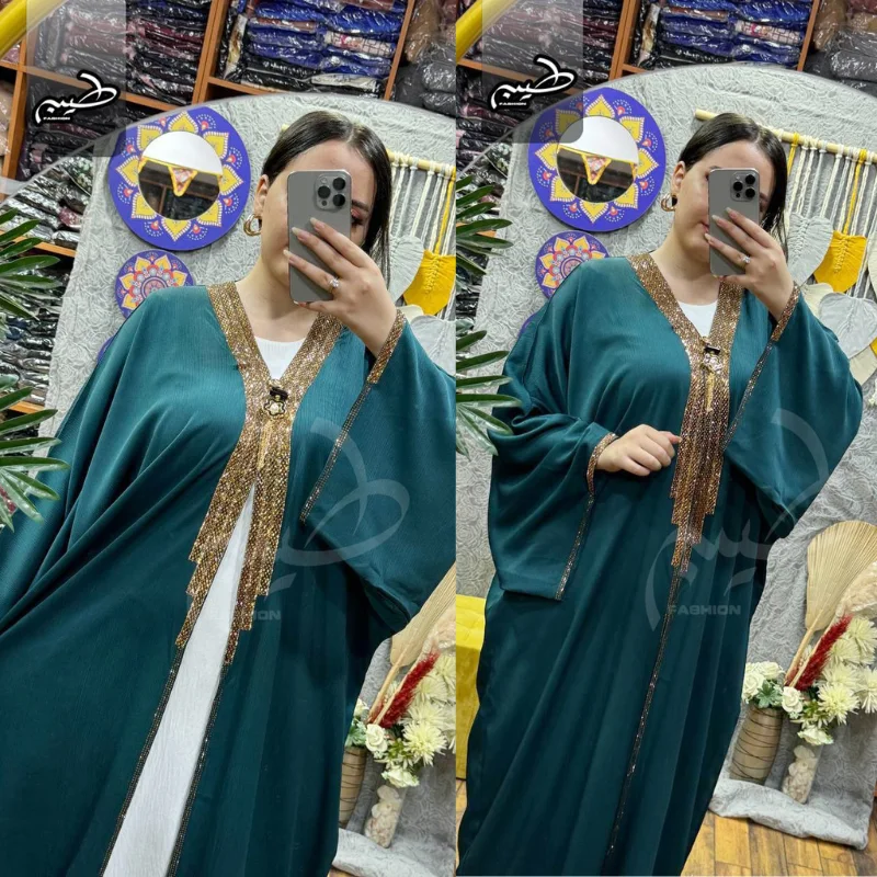 Abaya Égyptienne Deux Pièces – Design Moderne & Éclat Royal 👑
