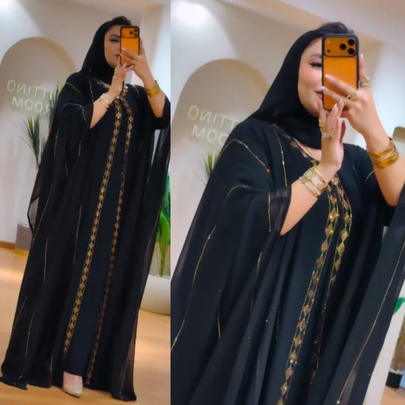 🖤 Abaya Égyptienne Luxe – Noir & Or