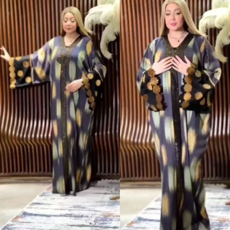 ✨ Gandoura Égyptienne Oversize Noir & Doré – Élégance Royale à Manches Larges ✨