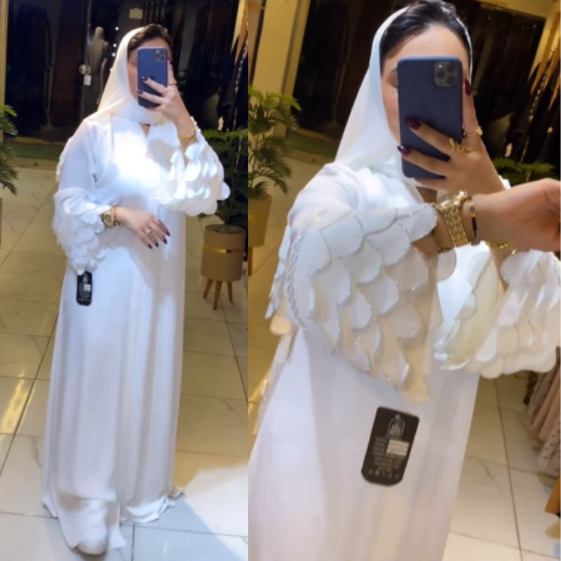 🕋Abaya Égyptienne Blanche – Spéciale Omrah & Hadj