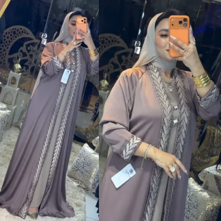 ✨ Abaya Signature Égyptienne de 2 pièces en Soie Satinée ✨