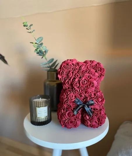 Ours en fleurs rouge