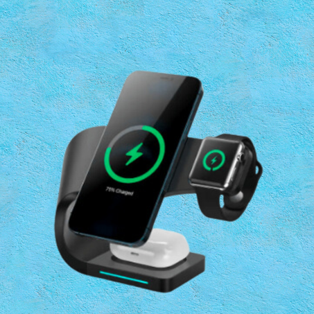 شاحن لاسلكي مغناطيسي 3 في 1 للأجهزة الذكية