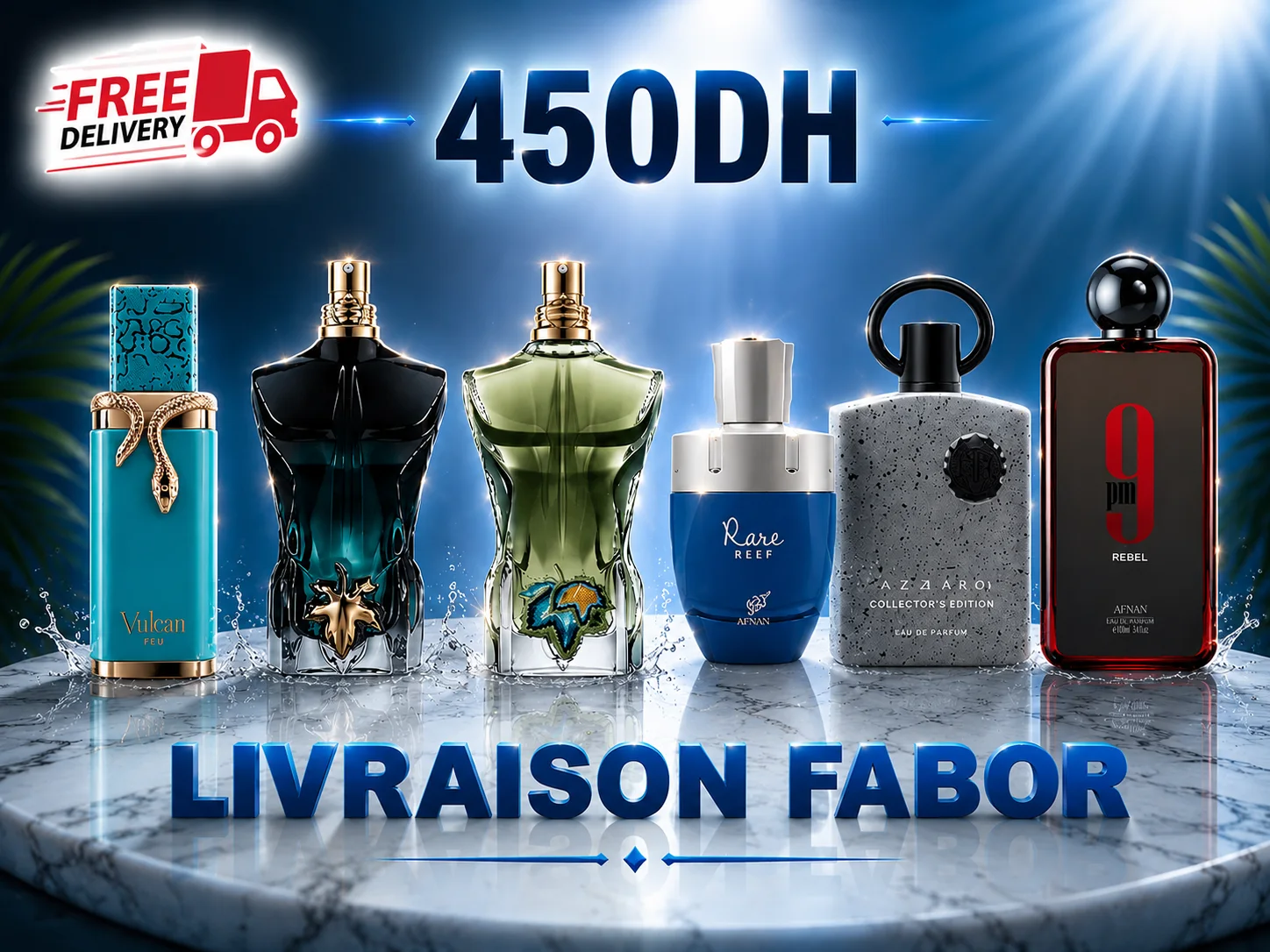 LE BEAU LE PARFUM + LE BEAU PARADIS GARDEN +  SUPREMACY COLLECTOR’S EDITION + 9PM REBEL + VULCAN FEU + RARE REEF