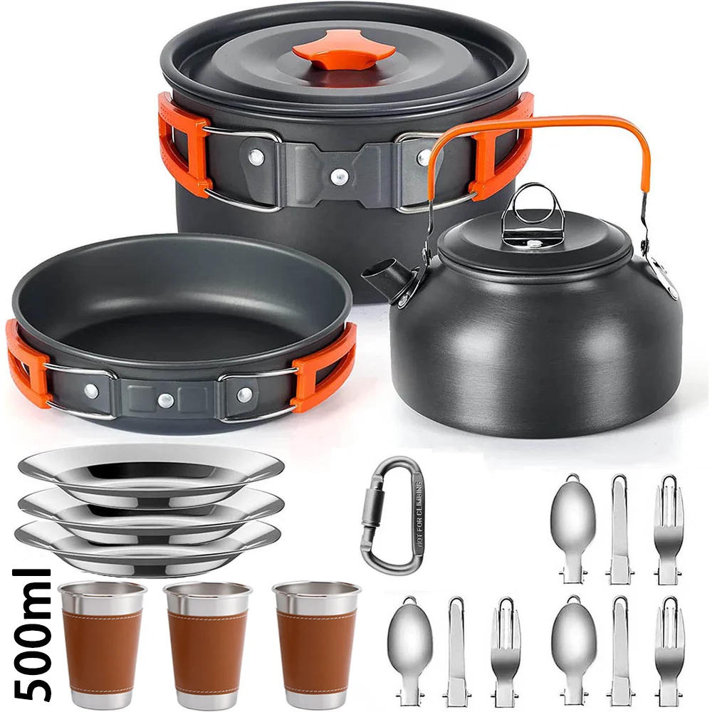 التخييم طقم أواني الطبخ التخييم تجهيزات المطابخ السفر أدوات المائدة في الهواء الطلق /Camping cookware set, camping kitchenware, travel tableware, outdoor items
